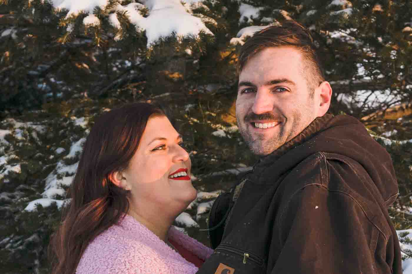 Portrait of a couple. Valentine Pink. Northern New York Know. Red Lipstick man and woman smiling